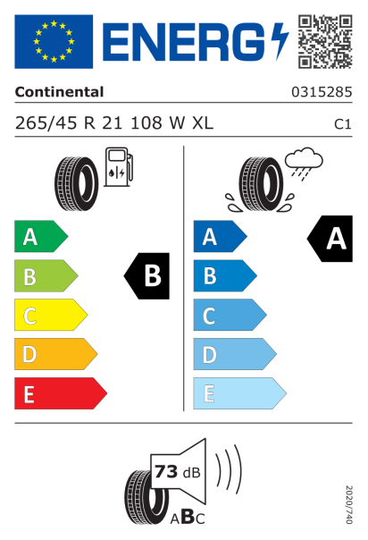 Continental ContiSportContact 5 265/45 R21 108W XL LR J Eurolabel