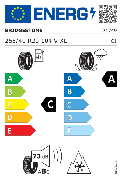Bridgestone Blizzak LM005 265/40 R20 104V XL Eurolabel