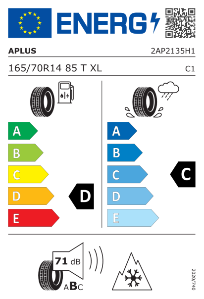 Aplus A701 165/70 R14 85T XL Eurolabel