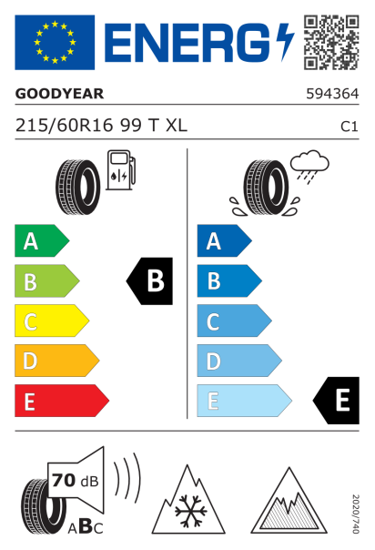Goodyear UltraGrip Ice 3 215/60 R16 99T XL Eurolabel