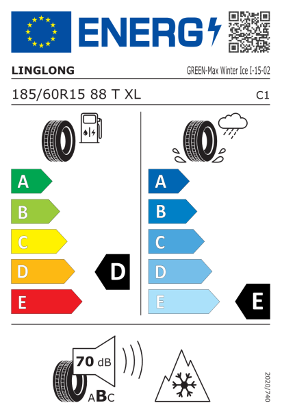 Linglong Green-Max Winter Ice I-15 185/60 R15 88T XL Eurolabel