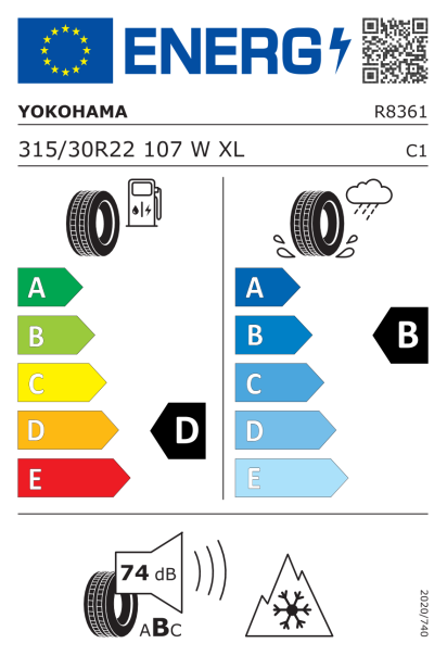 Yokohama BluEarth*Winter V906 SUV 315/30 R22 107W XL Eurolabel