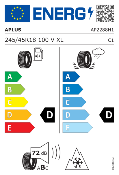 Aplus A502 245/45 R18 100V XL Eurolabel