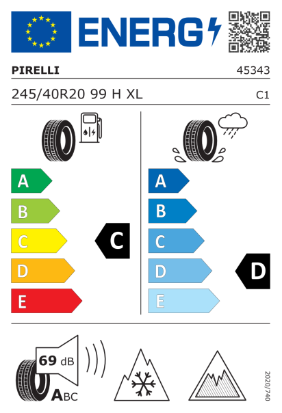 Pirelli Ice Zero Asimmetrico 245/40 R20 99H XL Eurolabel