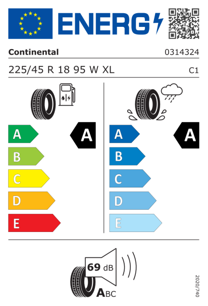Continental UltraContact NXT 225/45 R18 95W XL Eurolabel