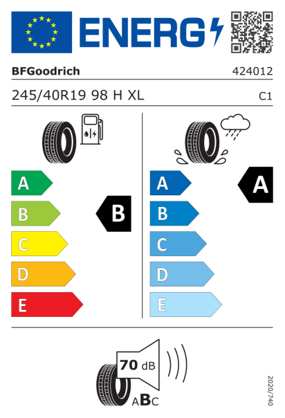 Bfgoodrich Advantage 2 245/40 R19 98H XL Eurolabel