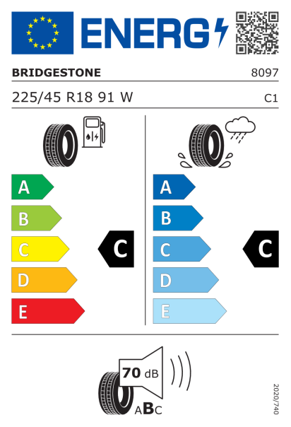 Bridgestone Turanza EL450 225/45 R18 91W RunFlat Eurolabel